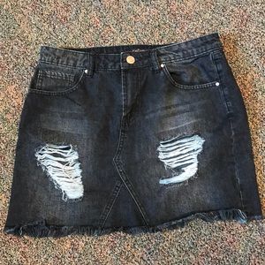 Black denim jean skirt